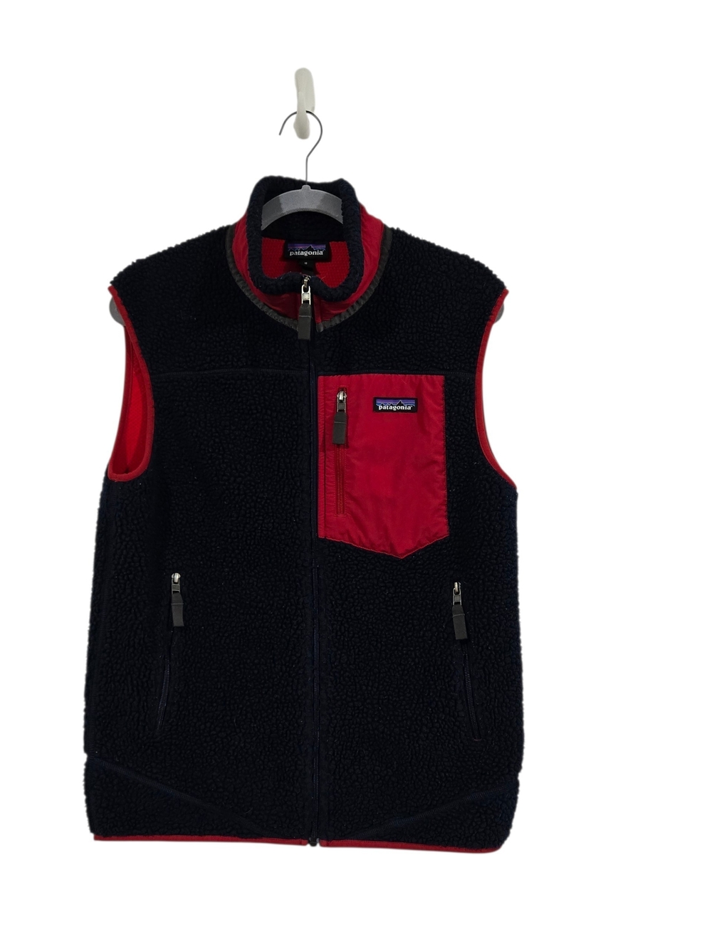 Patagonia Men's Classic Deep Pile Retro-X Vest Navy & Red Fleece Full Zip M